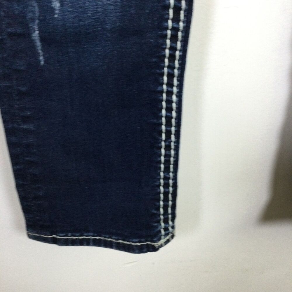 Rock Revival Women's Distressed Karla Capri Jeans Straight Leg Blue Size 26 - Picture 2 of 16